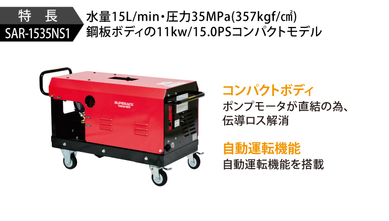 SAR-1535NS1［50Hz］ | 200V外部吸水型タンクレスモデル | 高圧洗浄機